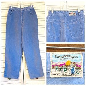 Vintage Women's Levi's White Tab Corduroy Mom Fit Pants Jeans Western Cowgirl